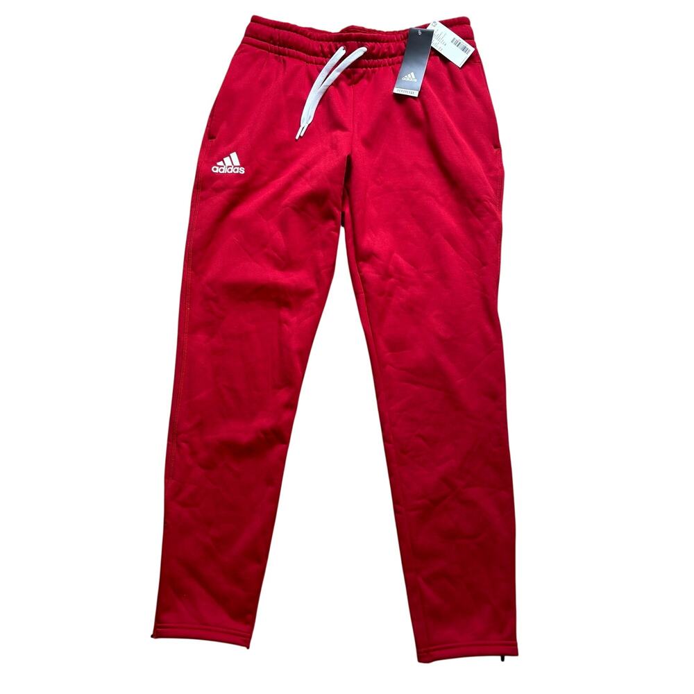 NWT adidas Women’s Red Track Pants Sweatpants Tapered Leg Zipper Size Small